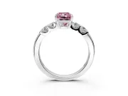 5 Stone Engagement Ring Setting for Fancy Pink Radiant Cut Center with Plain Band and Prong Head in Sterling Silver