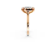 Single Halo Engagement Ring Setting for Asscher Cut Center with Corner Claws, Plain Band and Prong Head in Rose Gold
