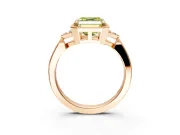 Cluster Engagement Ring Setting for Fancy Yellow Asscher Cut Center with Milgrain Shoulder Clusters and Prong Head in Rose Gold