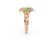 Halo Engagement Ring Setting for Fancy Yellow Marquise Center with Open Scroll Shoulders and Prong Head in Rose Gold