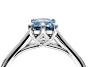 Solitaire Engagement Ring Setting for Fancy Blue Emerald Cut Center with Cathedral Band and Prong Head in White Gold