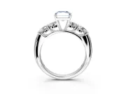 5 Stone Engagement Ring Setting for Fancy Blue Radiant Cut Center with Graduated Accents and Prong Head in Platinum