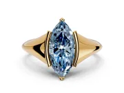 Tension Engagement Ring Setting for Fancy Blue Marquise Center with Wide Tapered Band and Tension Head in Yellow Gold
