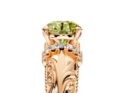 Solitaire Engagement Ring Setting for Fancy Yellow Round Cut Center with Filigree Accent Basket and Prong Head in Rose Gold