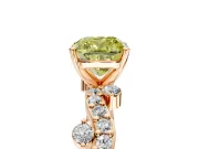 Solitaire Engagement Ring Setting for Fancy Yellow Cushion Cut Center with Bar-Station Pave Twist and Prong Head in Rose Gold