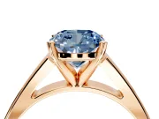 Solitaire Engagement Ring Setting for Fancy Blue Cushion Cut Center with Tapered Split Shoulders and Prong Head in Rose Gold