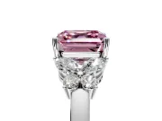 Solitaire Engagement Ring Setting for Fancy Pink Asscher Cut Center with Marquise Flower Shoulders and Prong Head in White Gold