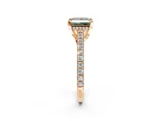 Solitaire Engagement Ring Setting for Fancy Green Princess Cut Center with Widening Pave Band and Claw Prong Head in Rose Gold