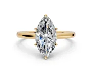 Solitaire Engagement Ring Setting for Marquise Center with Narrow Cathedral Band and Prong Head in Yellow Gold