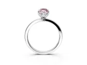 Solitaire Engagement Ring Setting for Fancy Pink Marquise Center with Thin Rounded Plain Band and Prong Head in White Gold
