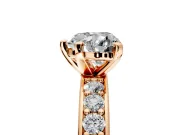 Solitaire Engagement Ring Setting for Heart-Shaped Center with Channel-Set Accents and Prong Head in Rose Gold