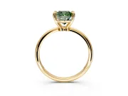 Minimalist Solitaire Engagement Ring Setting for Fancy Green Cushion Cut Center with Thin Band and Prong Head in Yellow Gold