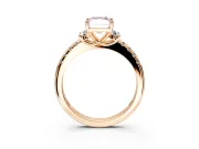 Paired Accent Engagement Ring Setting for Fancy Pink Radiant Cut Center with Pave Band and Prong Head in Rose Gold