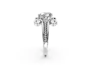 Solitaire Engagement Ring Setting for Heart-Shaped Center with Twisted Band and Scroll Prong Head in Platinum