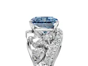 Halo Engagement Ring Setting for Fancy Blue Radiant Cut Center with Marquise and Pave Bypass Band and Prong Head in Sterling Silver