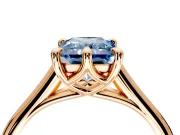 Solitaire Engagement Ring Setting for Fancy Blue Radiant Cut Center with Cathedral Band and Prong Head in Rose Gold
