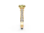 Solitaire Engagement Ring Setting for Fancy Yellow Princess Cut Center with Channel Band and Double Claw Prong Head in Yellow Gold