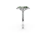 Halo Engagement Ring Setting for Fancy Green Marquise Center with Raised Halo, Pave Band and Prong Head in Sterling Silver