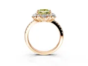 Floral Halo Engagement Ring Setting for Fancy Yellow Princess Cut Center with Pave Accents and Prong Head in Rose Gold