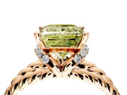 Halo Engagement Ring Setting for Fancy Yellow Princess Cut Center with Rope Twist Split Shank and Prong Head in Rose Gold