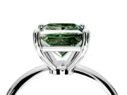 Minimalist Solitaire Engagement Ring Setting for Fancy Green Princess Cut Center with Thin Band and Prong Head in Sterling Silver