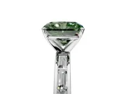Solitaire Engagement Ring Setting for Fancy Green Radiant Cut Center with Channel Baguette Band and Prong Head in Sterling Silver