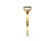 Solitaire Engagement Ring Setting for Fancy Green Radiant Cut Center with Thin Rounded Plain Band and Prong Head in Yellow Gold