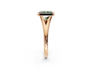Solitaire Engagement Ring Setting for Fancy Green Radiant Cut Center with V Split Shank and Bezel Head in Rose Gold