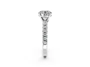 Solitaire Engagement Ring Setting for Round Cut Center with Large Accents and Prong Head in Sterling Silver
