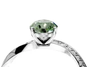 Side Accent Engagement Ring Setting for Fancy Green Pear-Shaped Center with Accent Shoulders and Prong Head in Sterling Silver