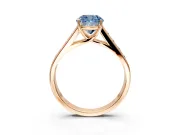 Solitaire Engagement Ring Setting for Fancy Blue Cushion Cut Center with Round Cut Channel Band and Prong Head in Rose Gold