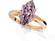 Solitaire Engagement Ring Setting for Fancy Pink Marquise Center with Flat-Sided Plain Band and Prong Head in Rose Gold