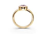 Solitaire Engagement Ring Setting for Fancy Pink Oval Center with Wide Band and Bezel Head in Yellow Gold