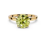 Solitaire Engagement Ring Setting for Fancy Yellow Round Cut Center with Thin Rounded Plain Band and Prong Head in Yellow Gold