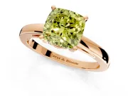 Solitaire Engagement Ring Setting for Fancy Yellow Cushion Cut Center with Basket Rail and Prong Head in Rose Gold