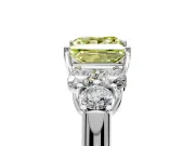 Cluster Engagement Ring Setting for Fancy Yellow Princess Cut Center with Round Cut Accent Frame and Prong Head in Platinum