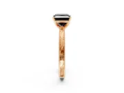 Solitaire Engagement Ring Setting for Fancy Black Princess Cut Center with Engraved Milgrain Band and Prong Head in Rose Gold