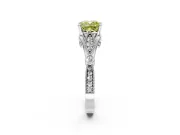 Solitaire Engagement Ring Setting for Fancy Yellow Cushion Cut Center with Marquise and Bezel Accents and Prong Head in Sterling Silver