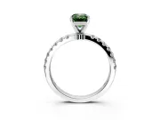 Open Basket Engagement Ring Setting for Fancy Green Emerald Cut Center with Pave Band and Prong Head in White Gold