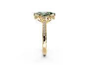 Floral Engagement Ring Setting for Fancy Green Marquise Center with Four Accent Clusters and Prong Head in Yellow Gold
