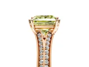 Solitaire Engagement Ring Setting for Fancy Yellow Princess Cut Center with Pave Rail Split Shank and Prong Head in Rose Gold