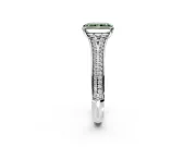 Solitaire Engagement Ring Setting for Fancy Green Radiant Cut Center with Pave Rail Split Shank and Prong Head in Sterling Silver