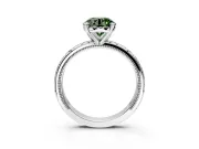 Solitaire Engagement Ring Setting for Fancy Green Round Cut Center with Scrollwork Band and Prong Head in Sterling Silver