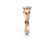 Solitaire Engagement Ring Setting for Oval Center with Pave and Plain Crossover Band and Prong Head in Rose Gold