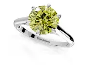 Solitaire Engagement Ring Setting for Fancy Yellow Round Cut Center with Cathedral Band and Prong Head in Sterling Silver