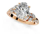 Solitaire Engagement Ring Setting for Oval Center with Marquise Accent Twist Band and Prong Head in Rose Gold