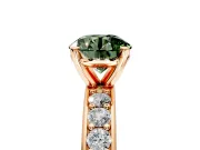 Solitaire Engagement Ring Setting for Fancy Green Round Cut Center with Channel-Set Accents and Prong Head in Rose Gold