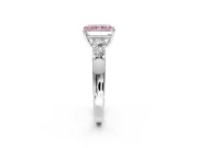 5 Stone Engagement Ring Setting for Fancy Pink Radiant Cut Center with Plain Band and Prong Head in Sterling Silver