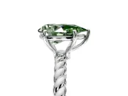 Solitaire Engagement Ring Setting for Fancy Green Pear-Shaped Center with Plain Twisted Rope Band and Prong Head in White Gold