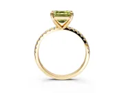 Solitaire Engagement Ring Setting for Fancy Yellow Asscher Cut Center with Fine Pave Narrow Band and Prong Head in Yellow Gold
